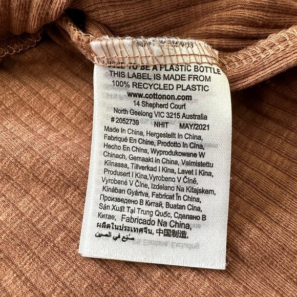 Cotton On Brown Long Sleeve Crop Top With Lace Trim Lining Women's Size Small - Picture 5 of 9